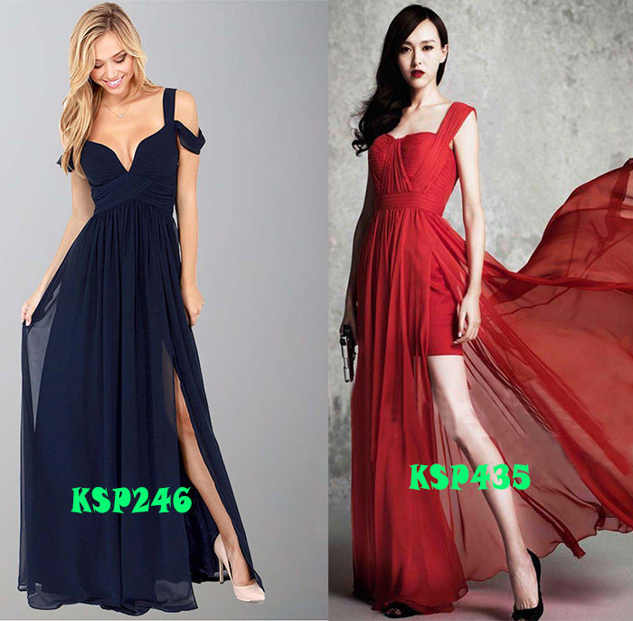 Prom dress with thigh side slit