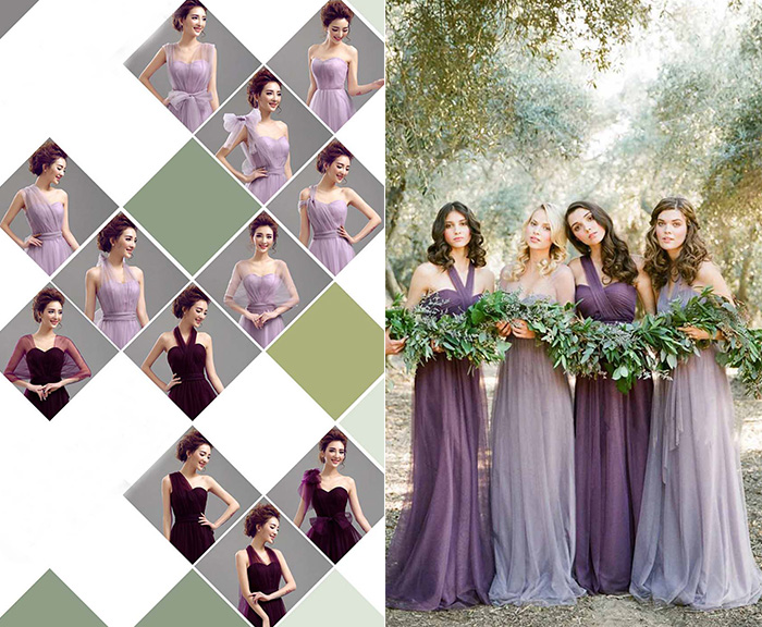 convertible purple bridesmaid dresses mismatched