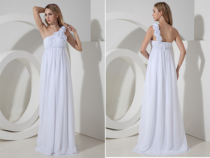 floral one shoulder long bridesmaid dresses for beach wedding