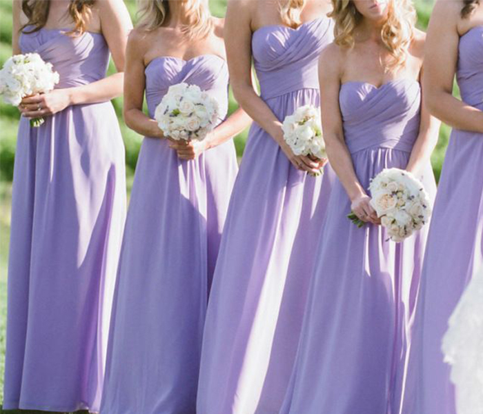 lilac mauve bridesmaid dresses long for outdor lawn wedding