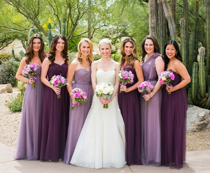 long organza convertible mismatched bridesmaid dresses
