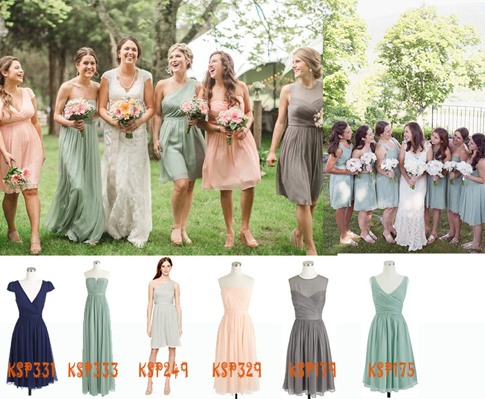 pastel mismatched bridesmaid dresses for mountain wedding