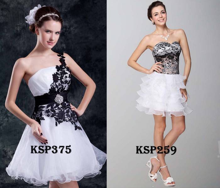 white prom dresses with black lace