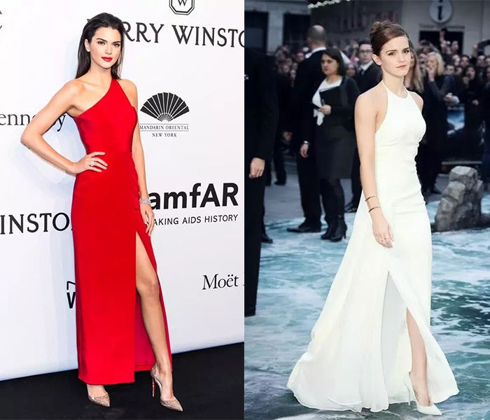 slit formal dresses on red carpet