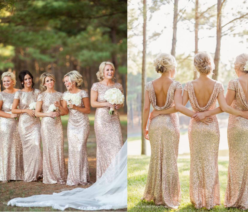 Golden Metallic Sequin Maternity Bridesmaid Dresses KSP476