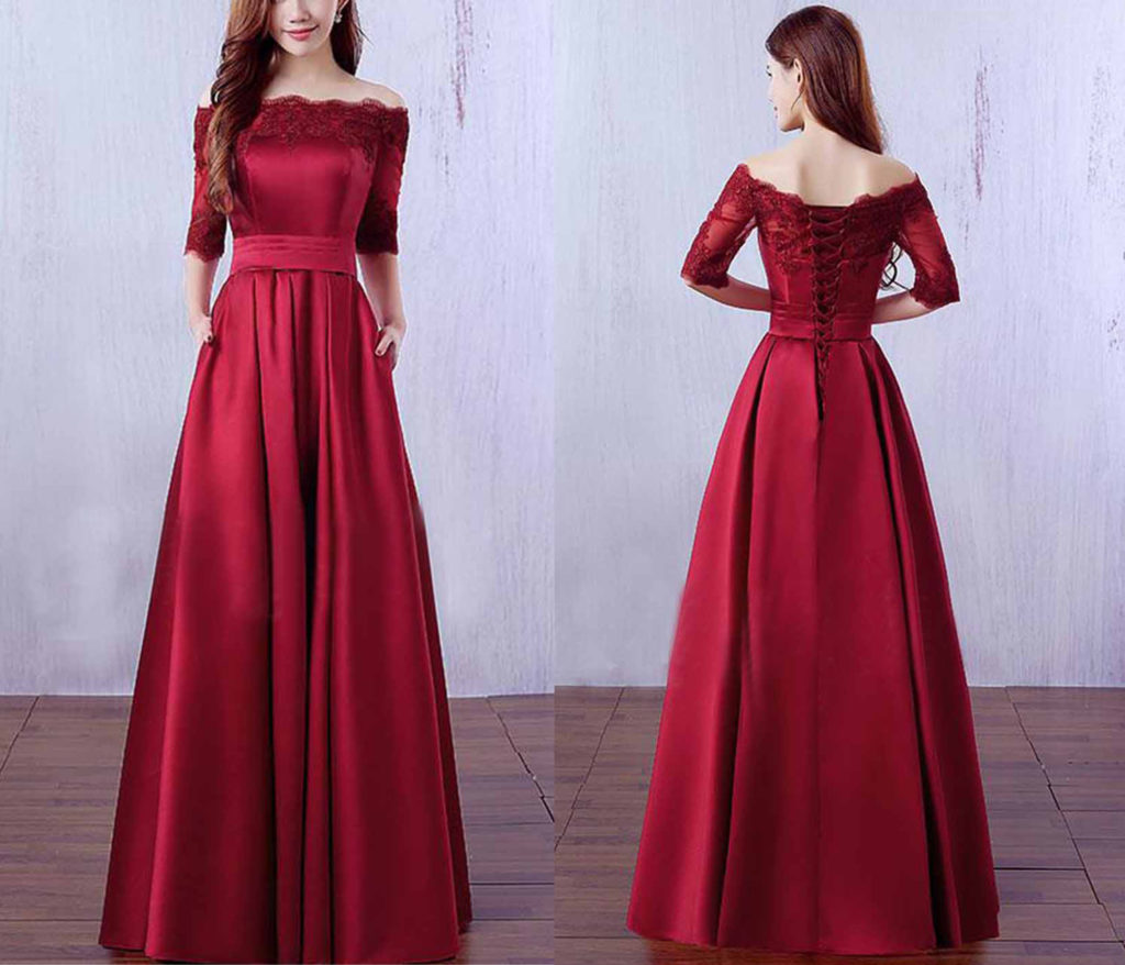 Half sleeves long maternity bridesmaid dresses KSP475