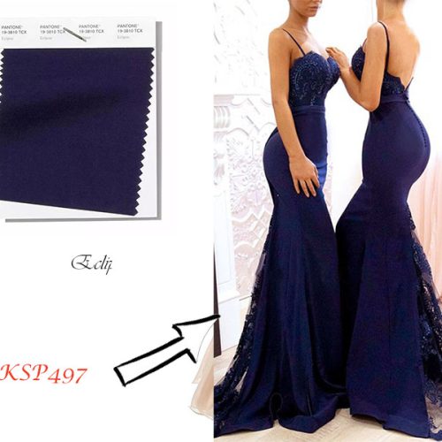 Navy blue mermaid bridesmaids dress with spaghetti straps Navy blue mermaid bridesmaids dress with spaghetti straps