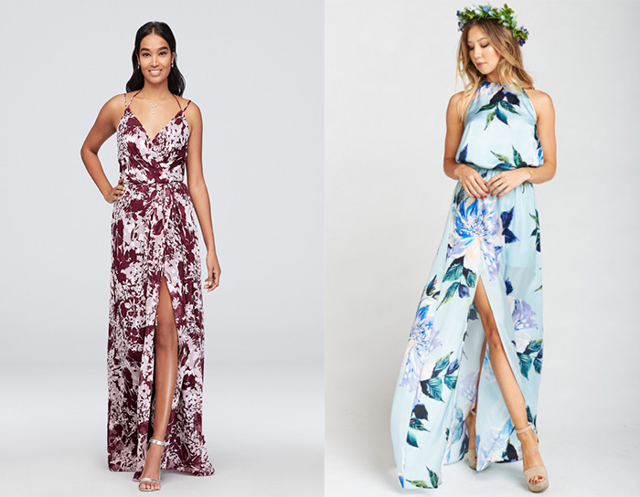 floral causal bridesmaid dresses