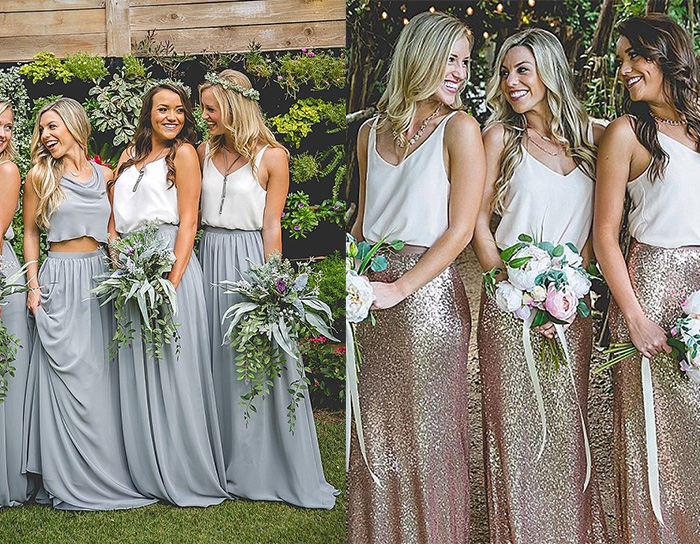 two pieces causal bridesmaid dresses
