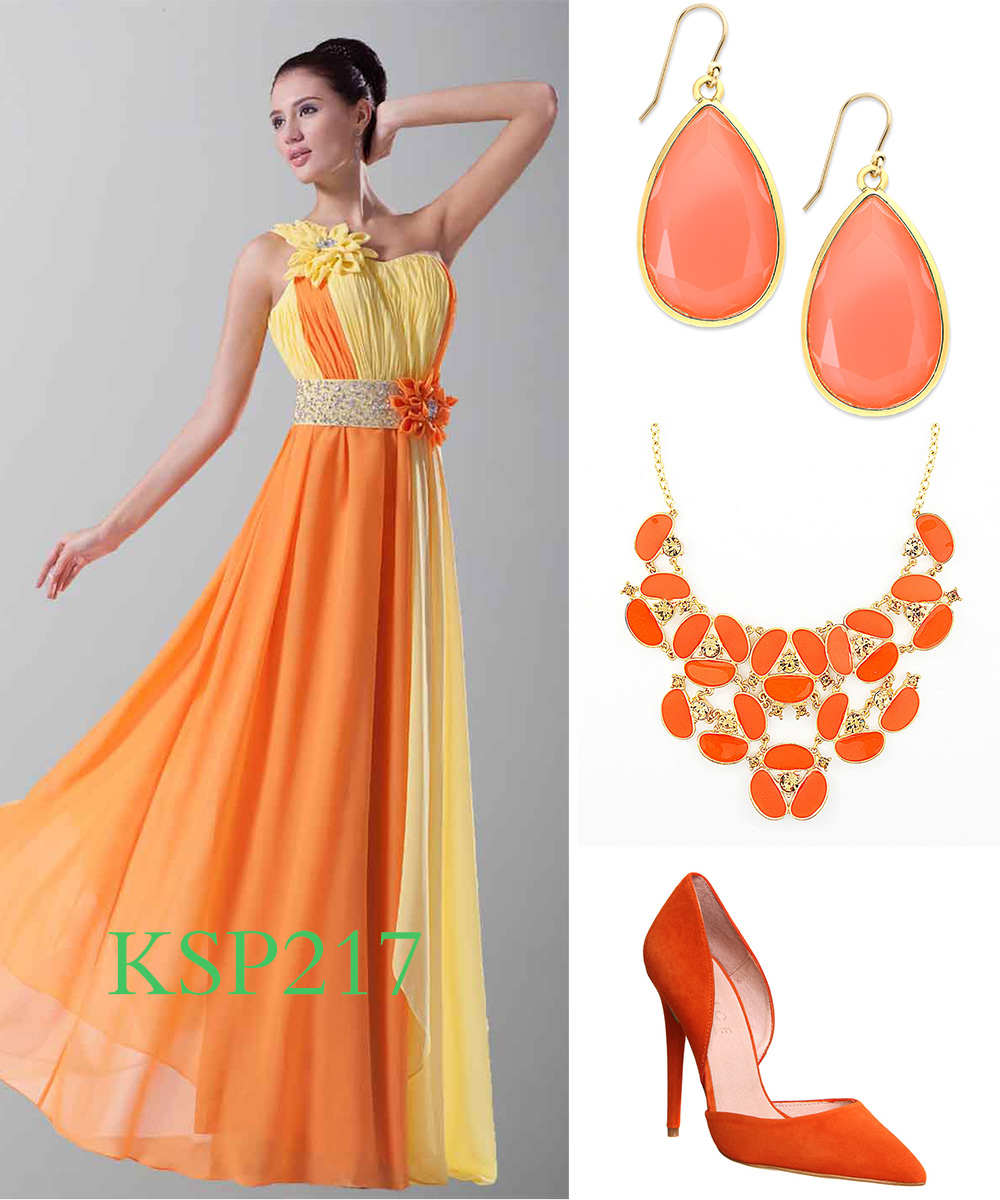 orange outfit for prom party