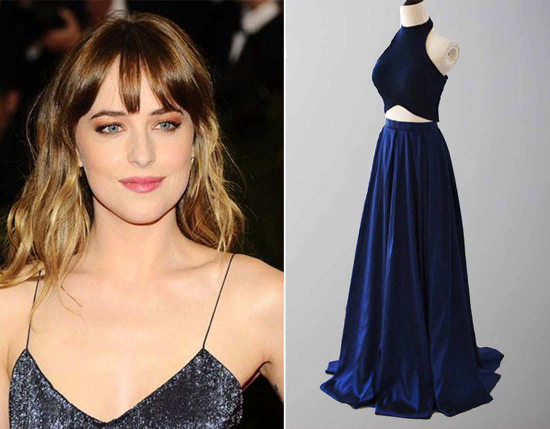 THE GIRLY EDGE make up matching navy blue prom dresses