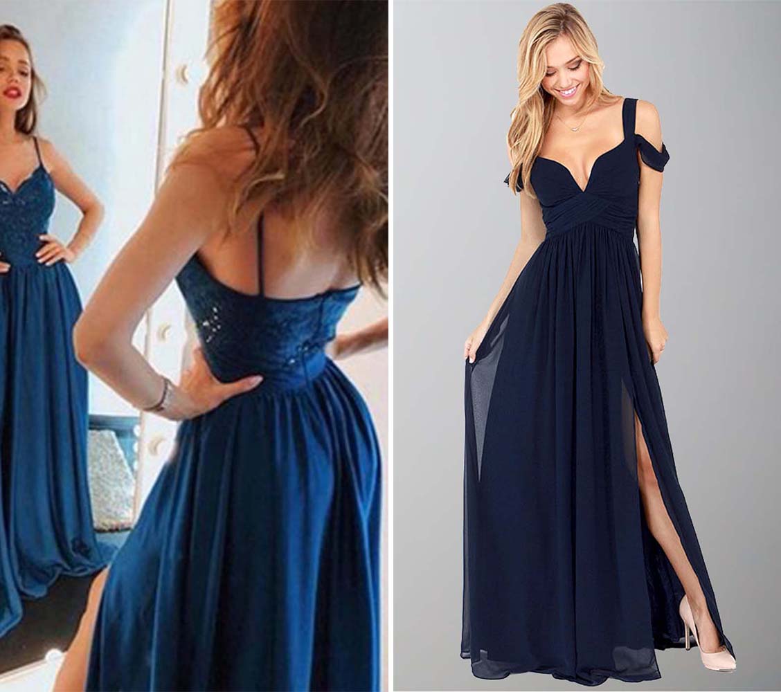 blue peom dresses
