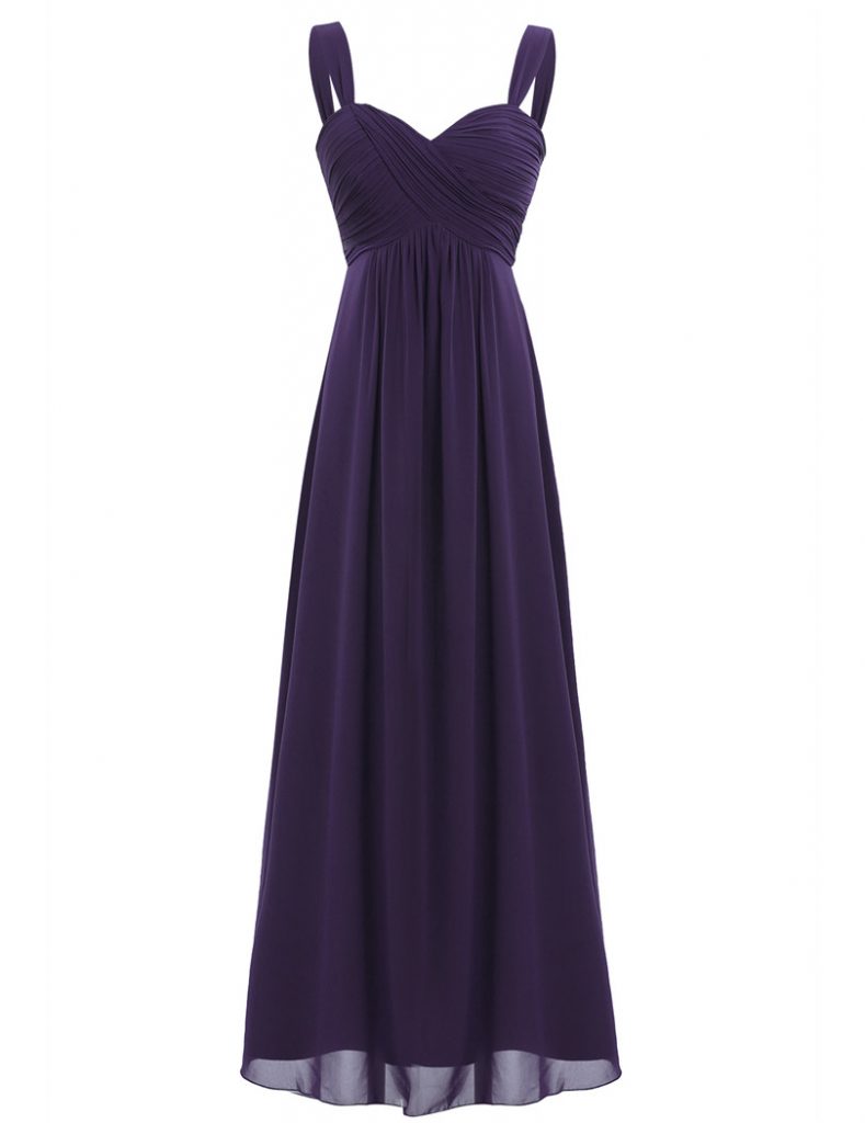 purple chiffon pleated long wedding bridesmaid dress uk