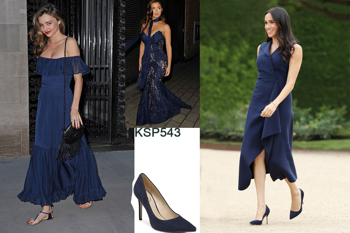 what colour of shoes to wear with a navy dress