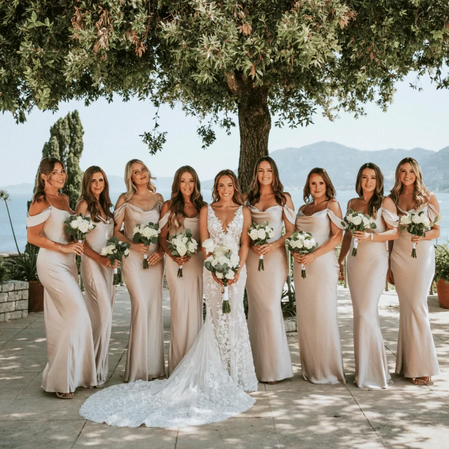 Fall Wedding Timeline: Planning Around the Golden Hour (With Sample Schedules!) champagne bridesmaids dresses