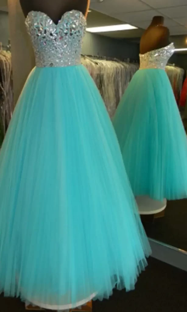 unique princess teal prom gowns