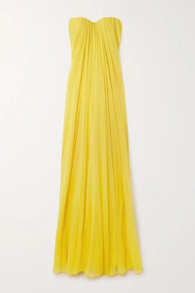 sunny yellow column prom dress