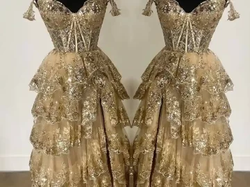 radiant gold color gown for prom
