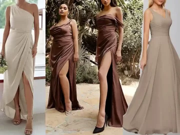 Bridesmaids-in-mismatched-neutral-dresses