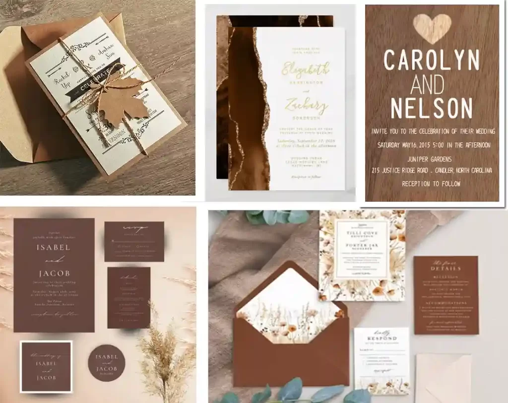 mocha wedding invitation suite
