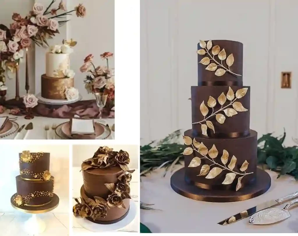 mocha-toned-wedding-cake-with-gold-accents