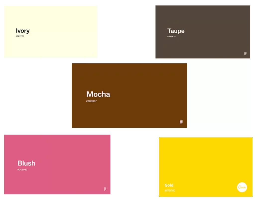 wedding-Color-palette-swatches-mocha-ivory-taupe-blush-gold