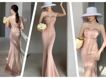blush mermaid bridesmaid dress