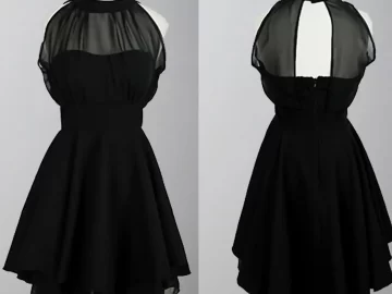 short black halter skater dress