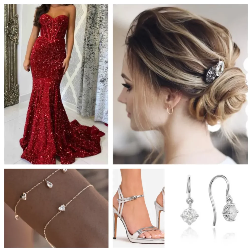sparkly red mermaid prom dress with corset bodice styling inspirations