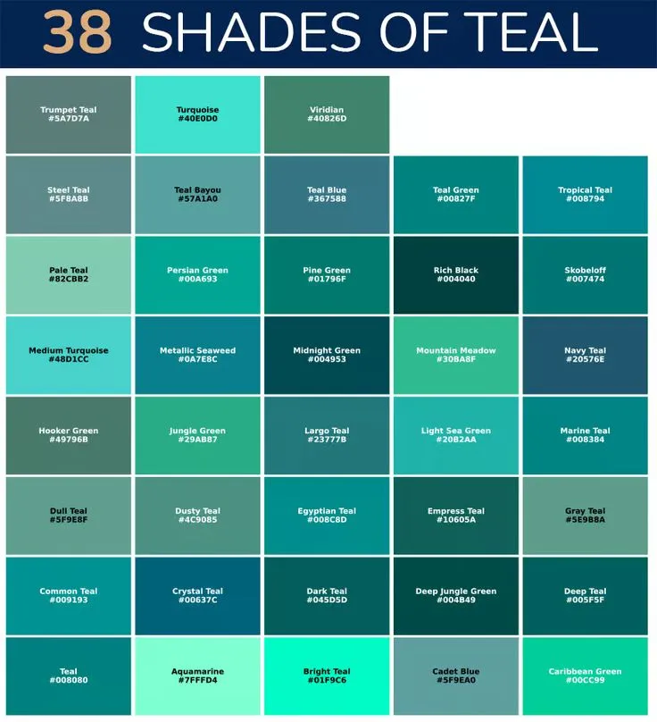 different teal color palette for differnet undertone