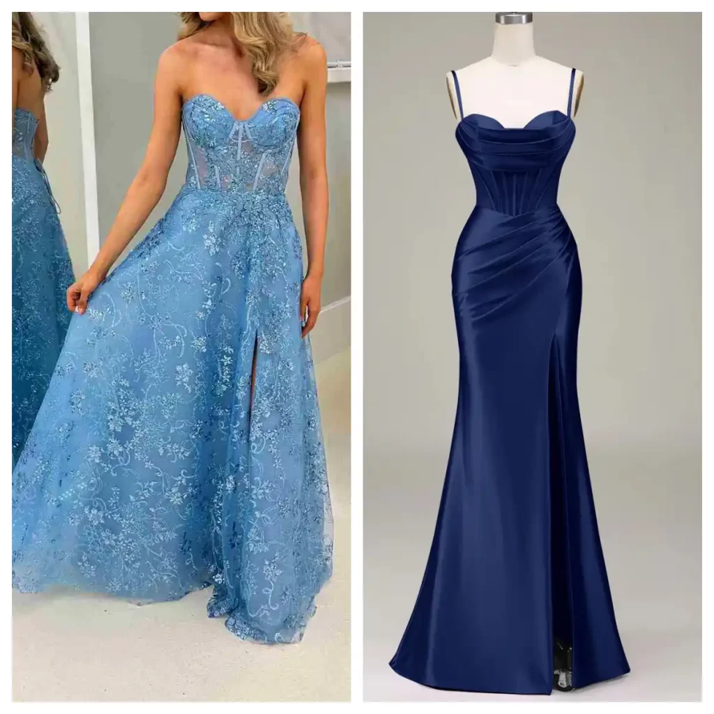 Aline vs mermaid prom dress comparison