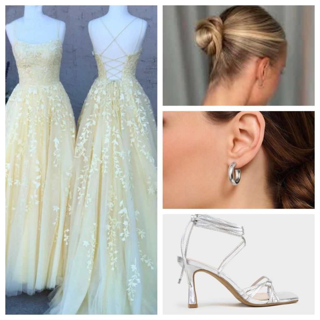 modern and polished yellow prom gown look for clean girl aesthetic