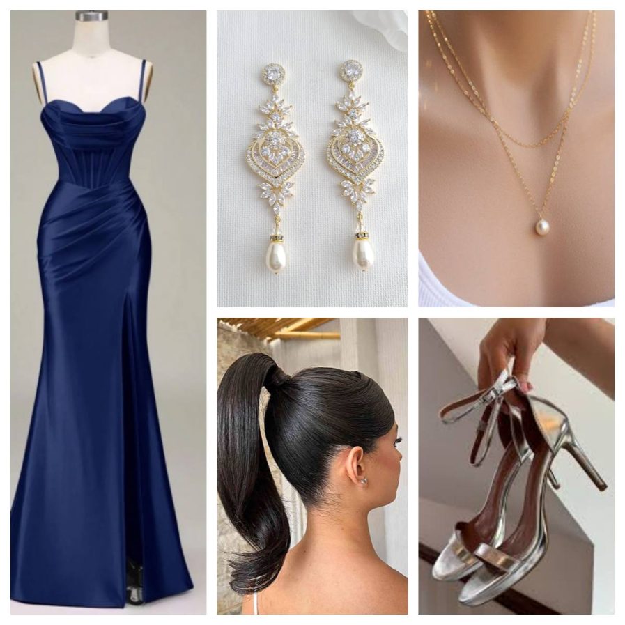 styling ideas of navy blue mermaid corset prom dress