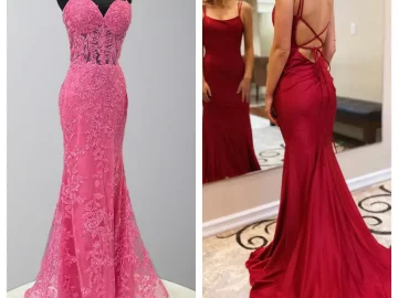 pink prom dress vs red