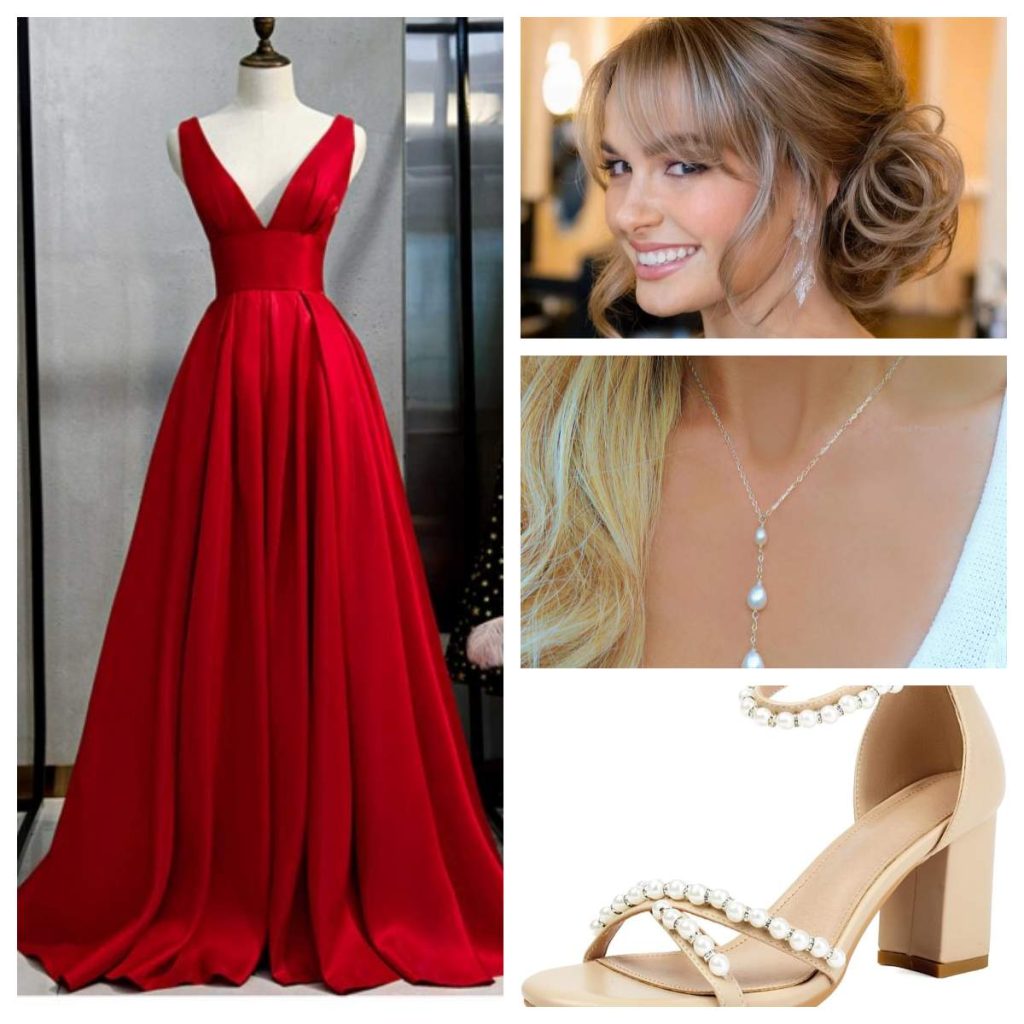 red prom dress 2026 with cinched waist styling ideas
