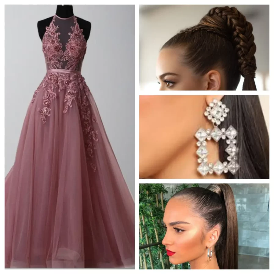 beaded halter illusion prom gown styling