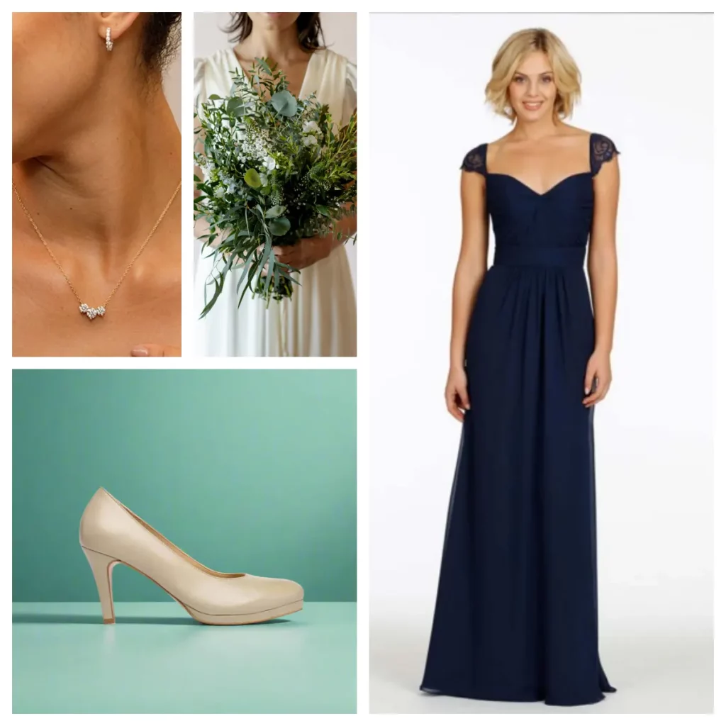navy and greenery spring summer wedding bridesmaids dressing up ideas