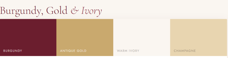 burgundy gold and ivory colored wedding
