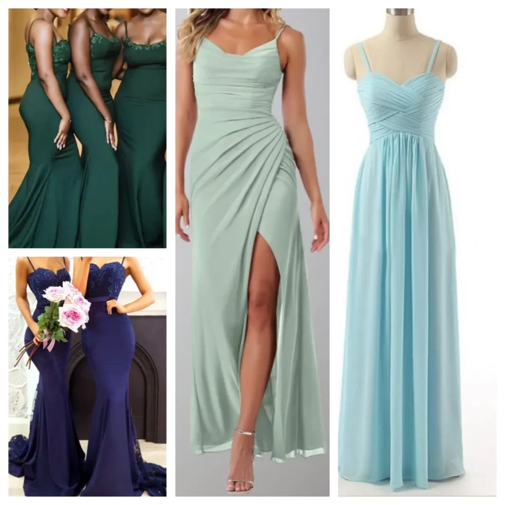 chiffon bridesmaid dresses with spaghetti straps