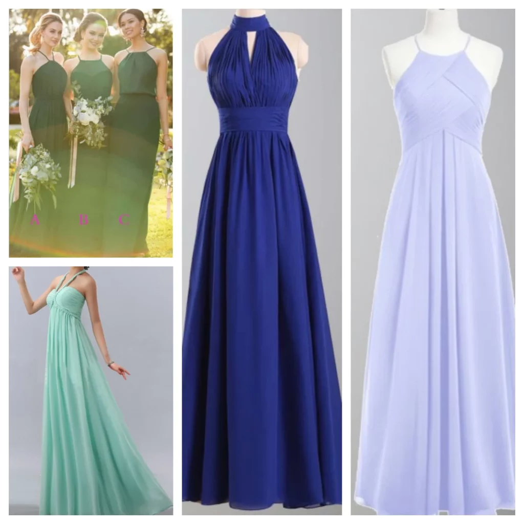 halter chiffon bridesmaid dresses
