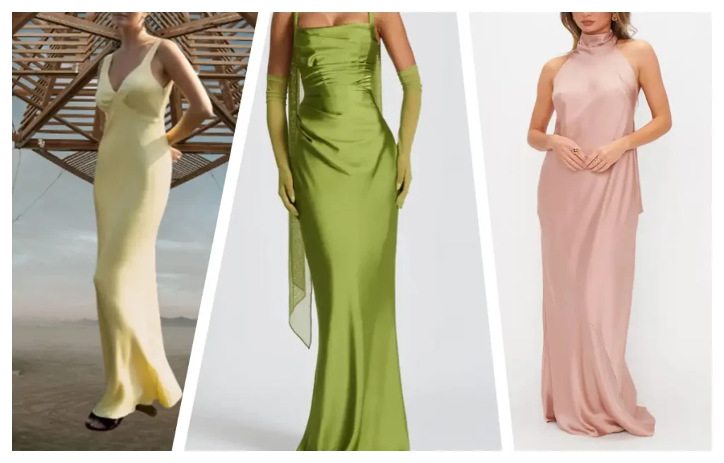 high fashion expensive look minimalist slip dress for bridesmaids