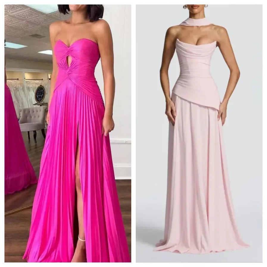 hot pink prom dress vs light pink prom dress