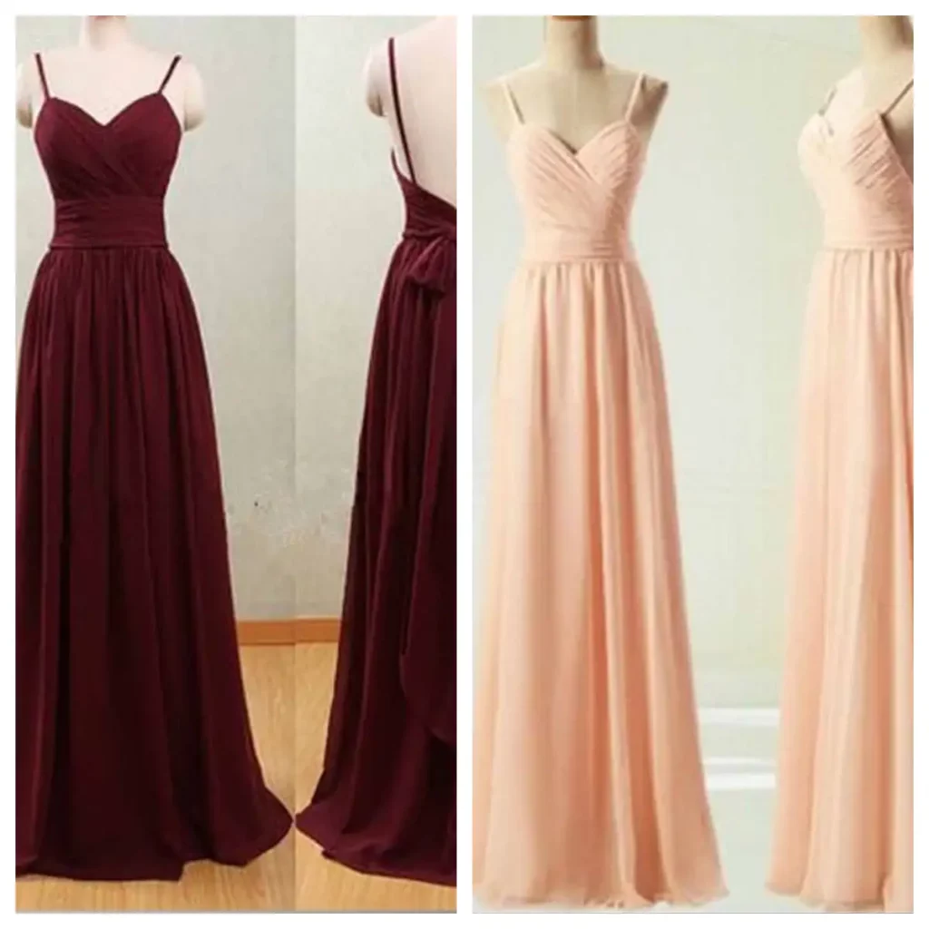 mix and match burgundy and blush bridesmaid dresses