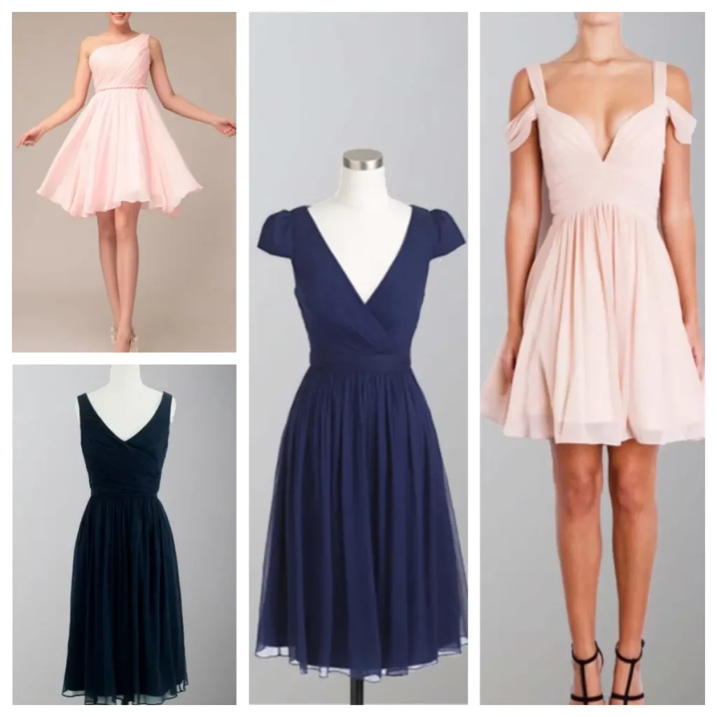 short chiffion bridesmaid dresses breathable