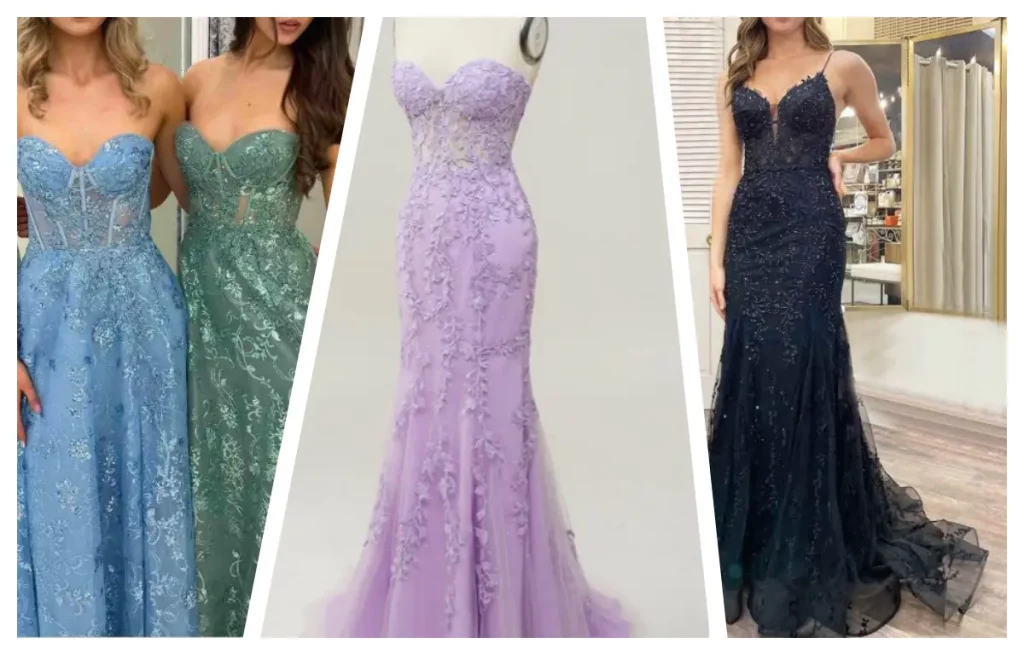 bold and unique prom dress with sheer bones and lace up back