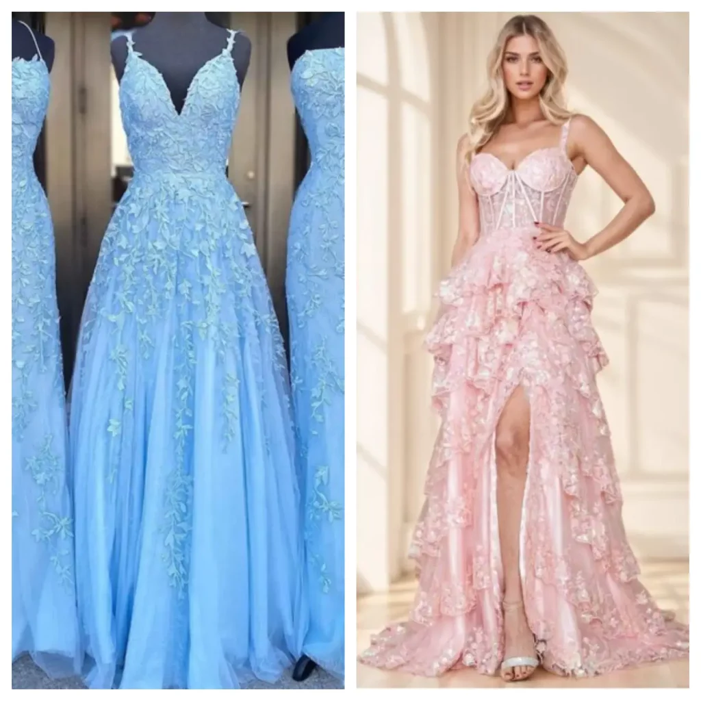 blue prom dress vs pink prom dress