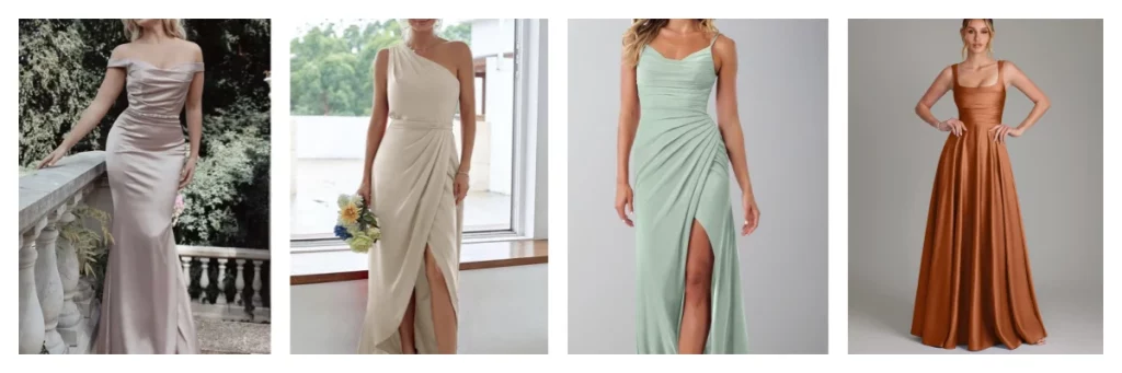 earthy neutral bridesmaid dress color combination include champagne taupe sage and soft caramel color palette