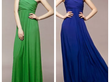 emerald green dress pairing with sapphire blue bridesmaid dress