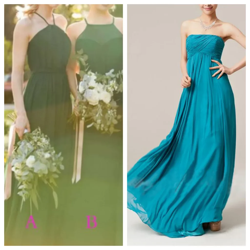 emmrald green bridesmaid dress pairing with deep teal bridesmaid dress