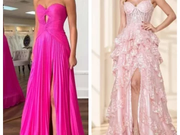 sequin vs satin prom dress
